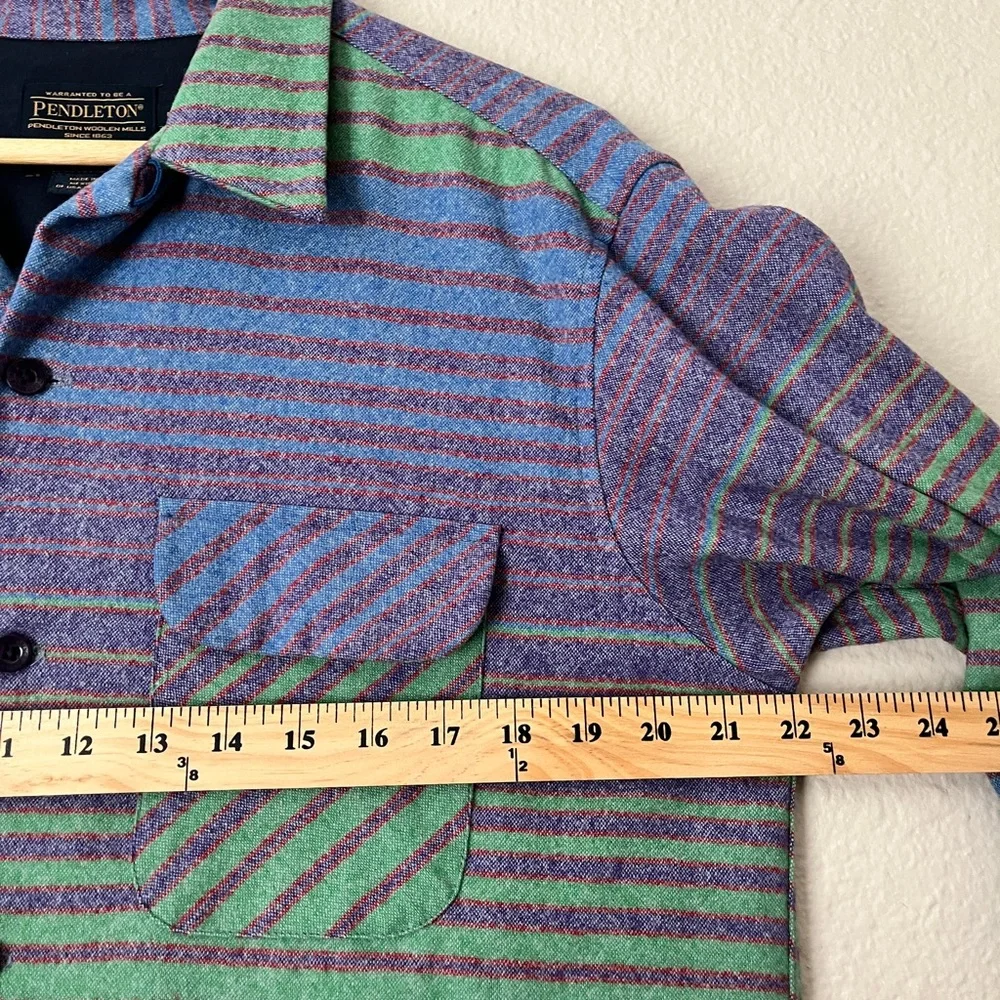 Pendleton Virgin Wool Board Shirt Men Medium Long Sleeve Button Down Striped - Picture 5 of 6